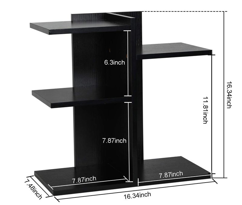 PAG Wood Desktop Shelf Small Bookshelf Desk Supplies Organizers and Accessories Storage Display Rack Office Decor for Women, Black - Image 3